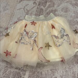 Lola + The Boys Cream Skirt with Silver and Gold Accents